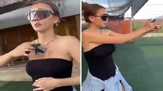 Girl Tries to "Act Cool" with a Gun at the Firing Range FAFO Ensues