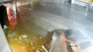 Drunk Crashes Pizza Joint at 4:30 am in NY