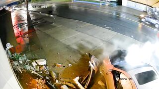 Drunk Crashes Pizza Joint at 4:30 am in NY