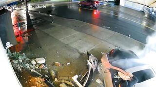 Drunk Crashes Pizza Joint at 4:30 am in NY