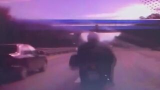 Last Seconds of a Life of 52 YO Biker who Changed Lanes and then Braked?