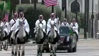 The Beast pulls up to the Saudi Royal Court in Riyadh. Trump begins Middle East Tour