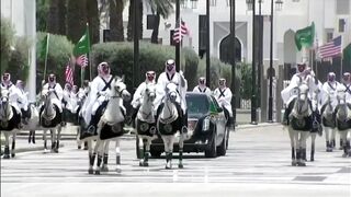 The Beast pulls up to the Saudi Royal Court in Riyadh. Trump begins Middle East Tour