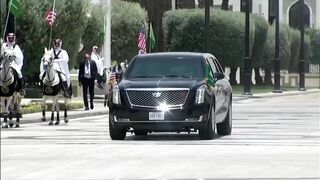 The Beast pulls up to the Saudi Royal Court in Riyadh. Trump begins Middle East Tour