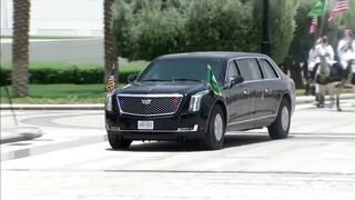 The Beast pulls up to the Saudi Royal Court in Riyadh. Trump begins Middle East Tour