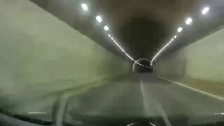 Suicide Run? Crazy Driver Floors It through Tunnel until Death finds Him