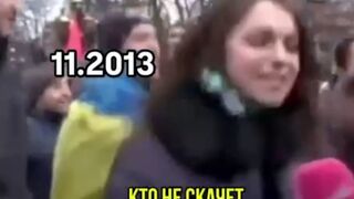 The video shows the same Ukrainian woman 11 years later