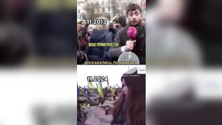 The video shows the same Ukrainian woman 11 years later