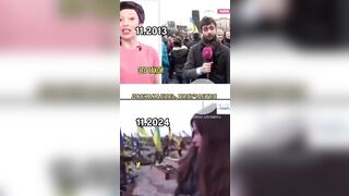 The video shows the same Ukrainian woman 11 years later