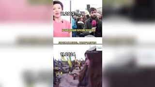 The video shows the same Ukrainian woman 11 years later