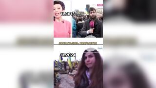 The video shows the same Ukrainian woman 11 years later