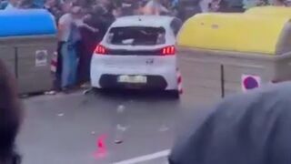 Car decides to High Tail it in the middle of giant Crowd before Derby (Full Scene)