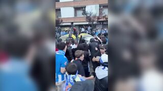 Car decides to High Tail it in the middle of giant Crowd before Derby (Full Scene)