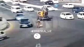 That darn Excavator running over Grandma on the Dangerous Streets of Russia. She died, he faces Prison Time