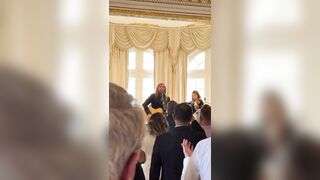 Crowded room at Mar-a-Lago Erupts in Praise to Jesus Christ, singing "Our God Is an Awesome God."