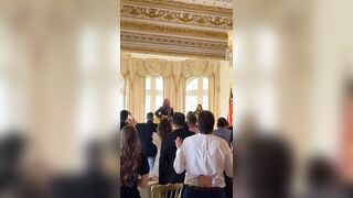 Crowded room at Mar-a-Lago Erupts in Praise to Jesus Christ, singing "Our God Is an Awesome God."