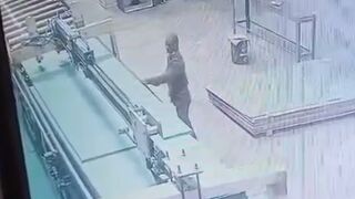 A man was working in a factory, a piece of ply hit him like a bullet, he died in agony (Slow Motion Added)