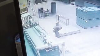 A man was working in a factory, a piece of ply hit him like a bullet, he died in agony (Slow Motion Added)