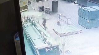 A man was working in a factory, a piece of ply hit him like a bullet, he died in agony (Slow Motion Added)