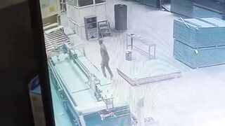 A man was working in a factory, a piece of ply hit him like a bullet, he died in agony (Slow Motion Added)