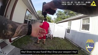 Florida: Man with HUGE Knife pretends Not to Hear Police behind Him...