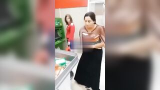 Gypsy Woman cough it up. Busted with a lot of food in her skirt