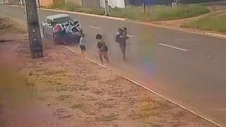 Drunk Driver Runs over entire Group in Brazil Killing 1, Injuring 8 (2 Angles and Aftermath)