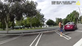 Drug Addict decides to Fight Car gets Instant Justice. I guess he didn't see the Cop