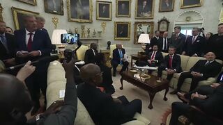 (Longer) Trump Shows Proof Of Genocide To South African President Then Destroys NBC Reporter