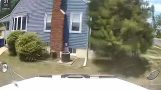 Shocking dashcam video shows moment dump truck smashes into New Jersey home