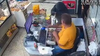 Bakery Owner gives it a Shot trying to Stop Robbery