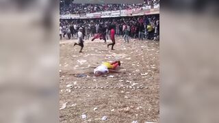 Dead Man does Nose Dive directly into Bull's Horn (Slow Motion Added)