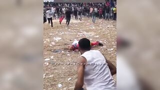 Dead Man does Nose Dive directly into Bull's Horn (Slow Motion Added)