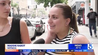TV crew encounters mental man armed with guns in front of Apple Store in Pasadena