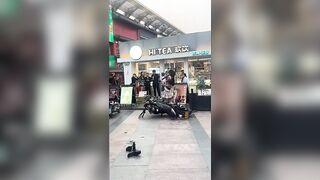 The Craziest Girl stuffs Noddles in Exhaust of Cycle