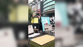 The Craziest Girl stuffs Noddles in Exhaust of Cycle