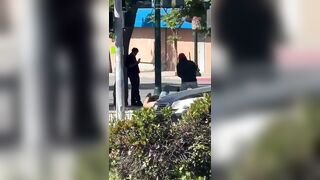 Dude Lays a Butt Whoppin on a Migrant Who was Throwing bottles at People.