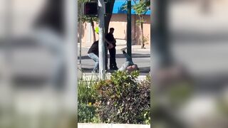 Dude Lays a Butt Whoppin on a Migrant Who was Throwing bottles at People.