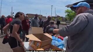 Tranny Dude Attacks a Volunteer Feeding the Homeless