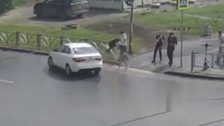 Gosh...Woman on her Way to Work is Blasted by Car...(with Aftermath)