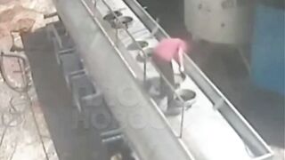 A Turkish Genius Smoking while Opening a Tanker, Hmm..(Slow Motion Added)
