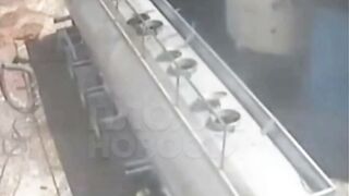 A Turkish Genius Smoking while Opening a Tanker, Hmm..(Slow Motion Added)