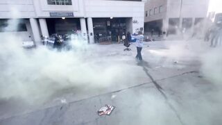 ICE detention center in Los Angeles is Defended by Riot Police from Liberals