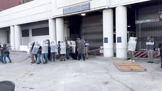 ICE detention center in Los Angeles is Defended by Riot Police from Liberals