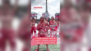 Meanwhile in Paris,group of French Feminists protest the on-going war in Gaza.