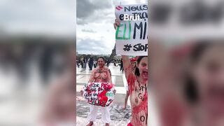 Meanwhile in Paris,group of French Feminists protest the on-going war in Gaza.