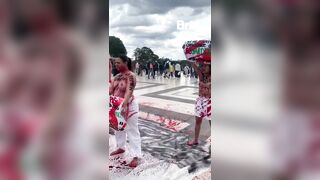 Meanwhile in Paris,group of French Feminists protest the on-going war in Gaza.
