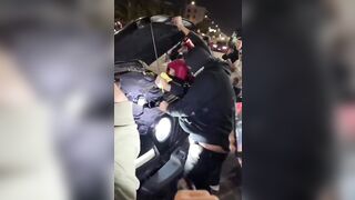Low IQ Illegal Aliens light themselves on FIRE after dousing Jeep with gasoline