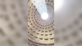 Spectacular Tradition of Rose Petals Fluttering Down the Oculus of the Pantheon for Pentecost.