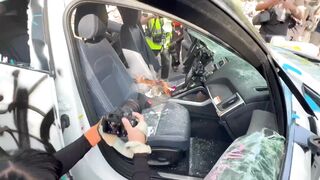 The Depravity of these Anti-American Rioters holds no Boundaries. Destroys Emergency Vehicle